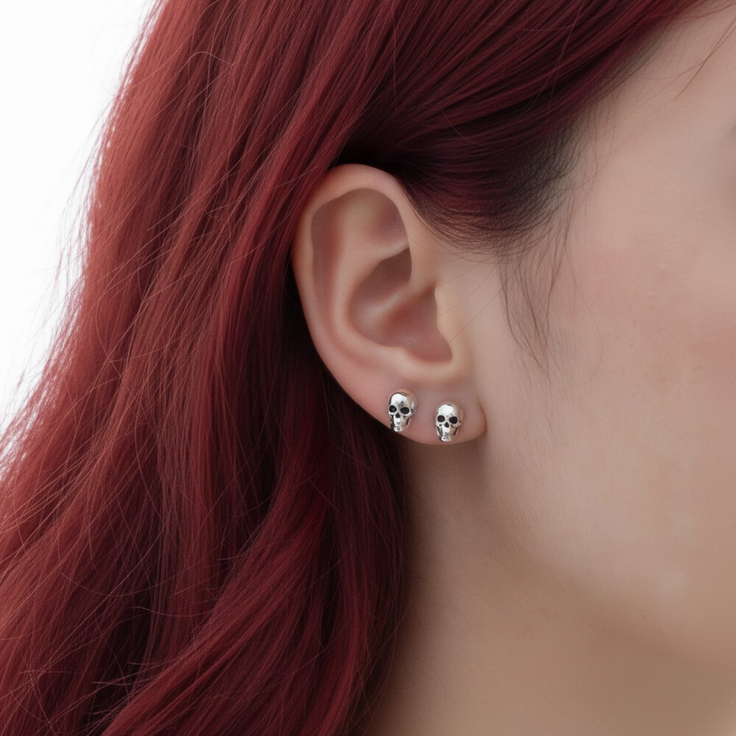 S925 Sterling Silver Vintage Gothic Skull Stud Earrings