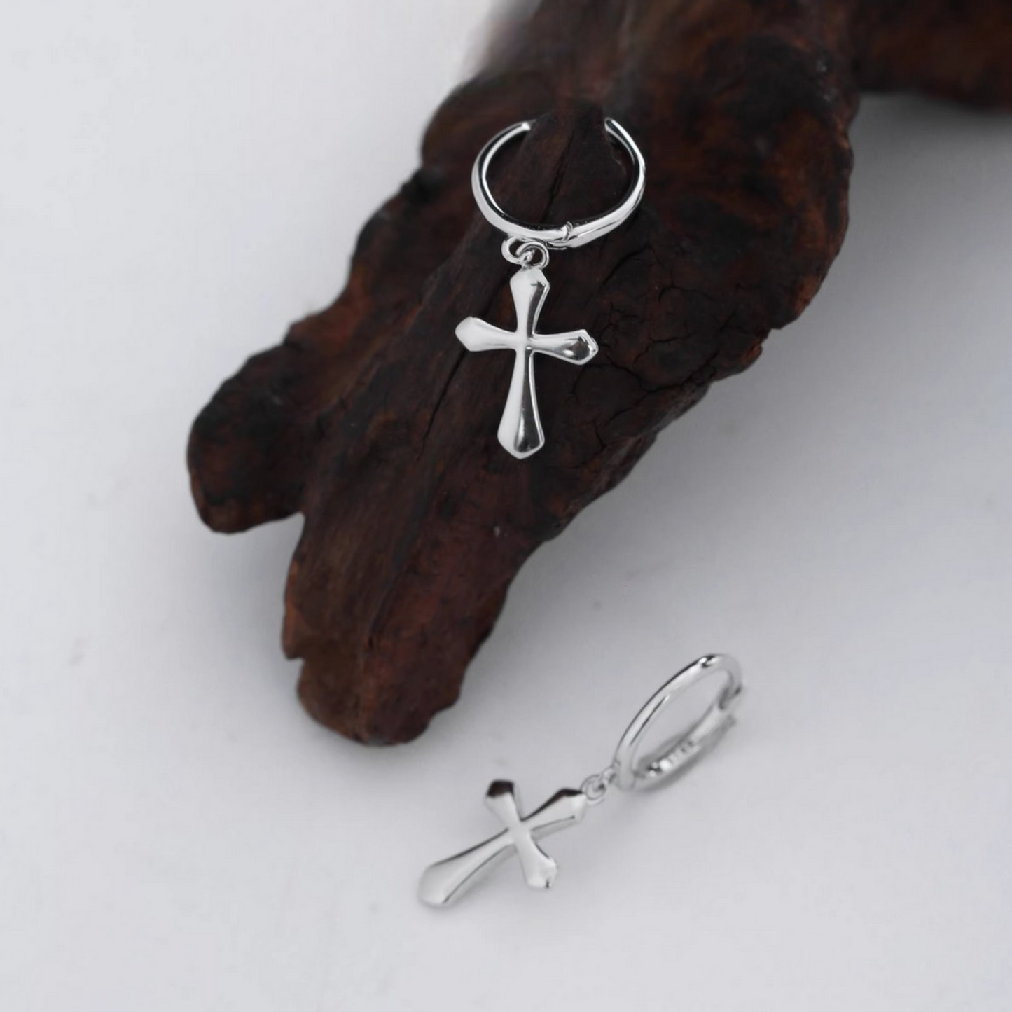 S925 Sterling Silver Vintage Gothic Dangle Cross Earrings