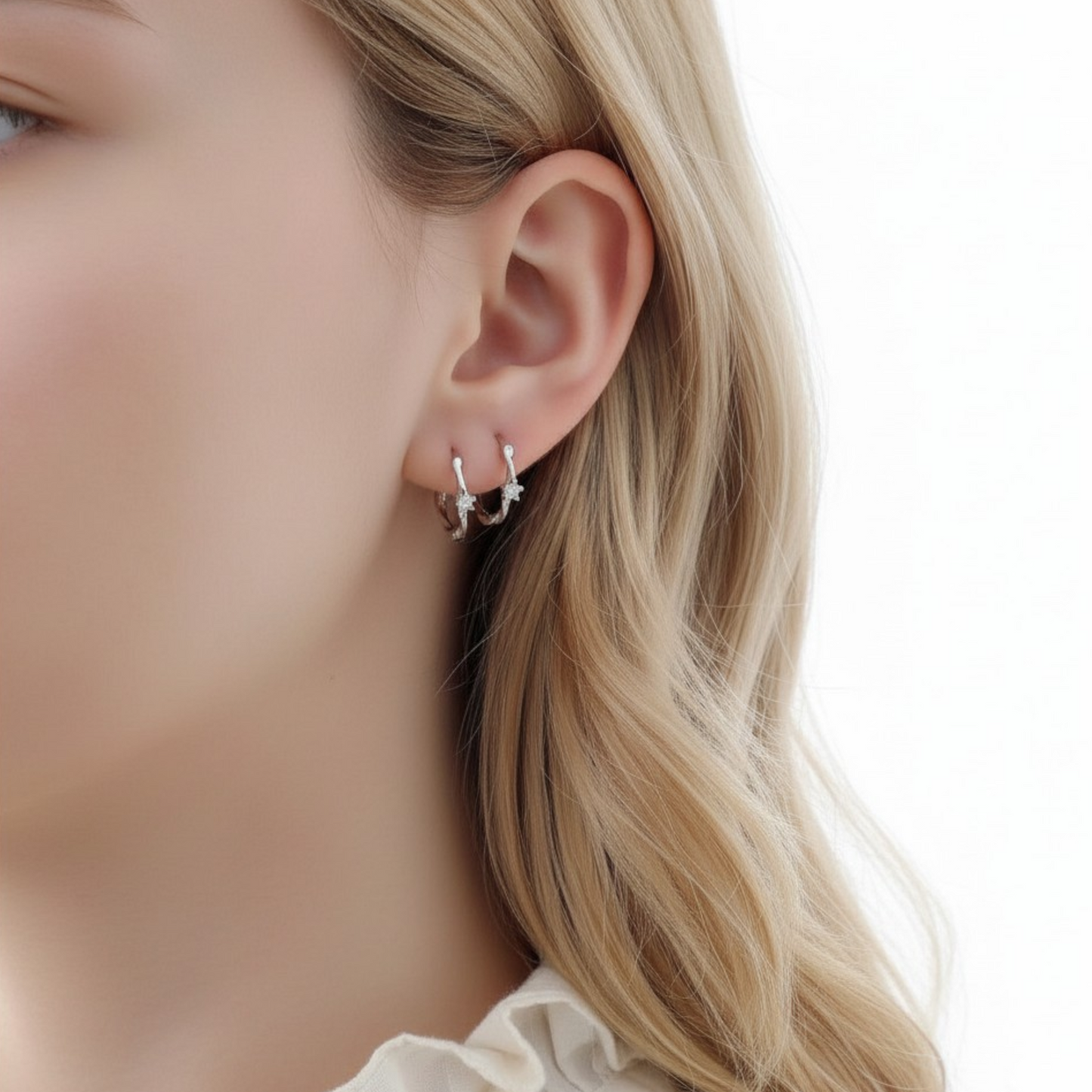 999 Silver Minimal Style Hoop Earrings