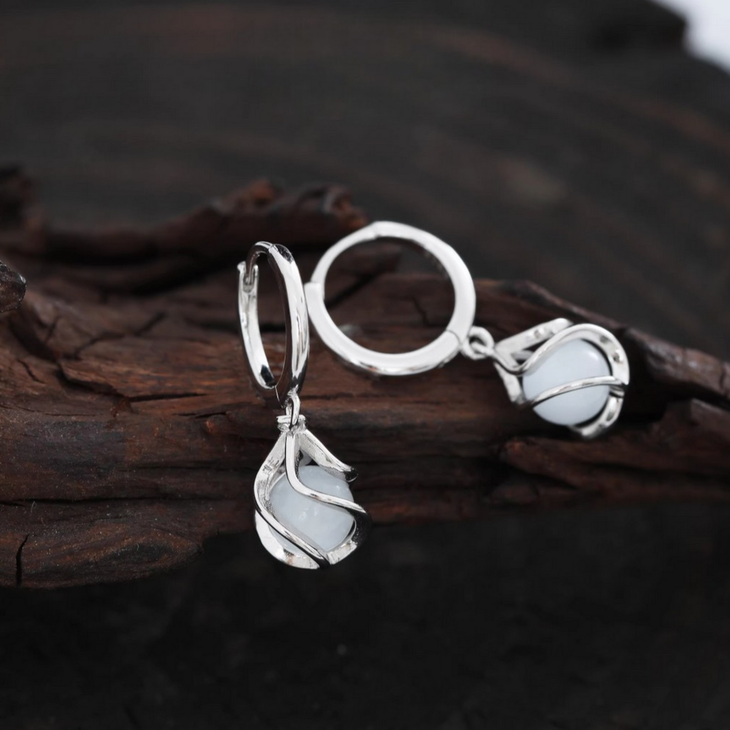 S925 Sterling Silver Elegant Dangle Hoop Earrings