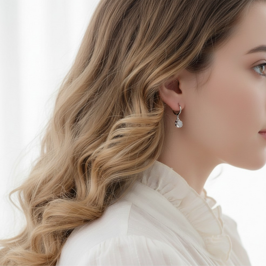 S925 Sterling Silver Elegant Dangle Hoop Earrings