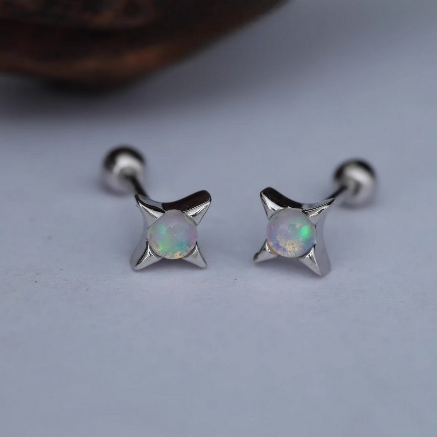 S925 Sterling Silver Star Luminous Stud Earrings