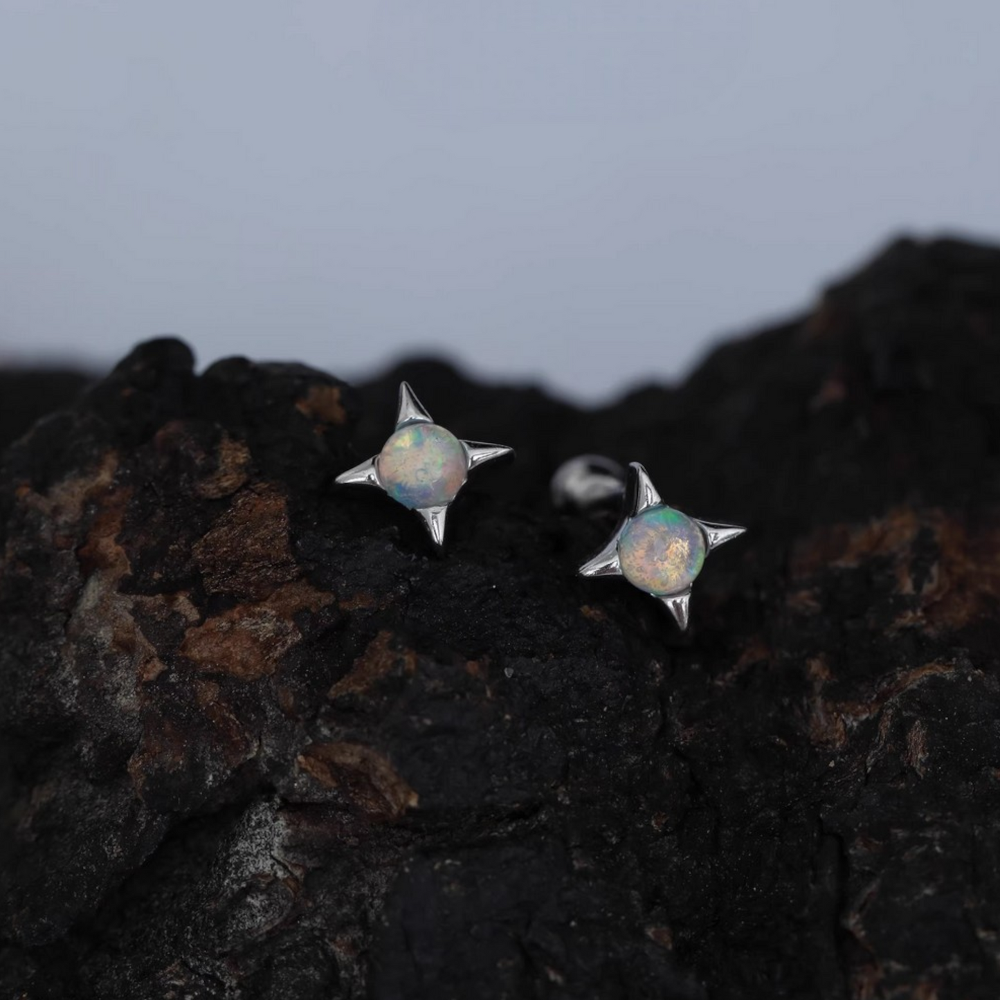S925 Sterling Silver Star Luminous Stud Earrings