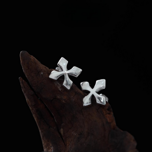 S925 Sterling Silver Cross Unisex Stud Earrings