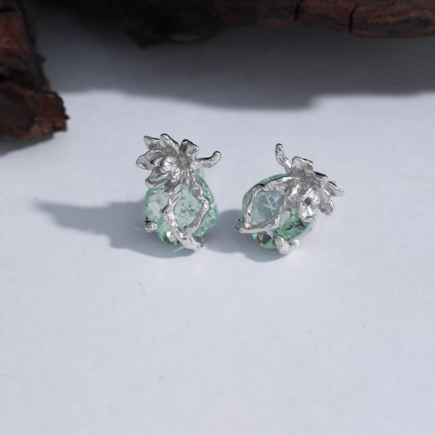 S925 Sterling Silver Jasmine Flower Enchanting Stud Earrings