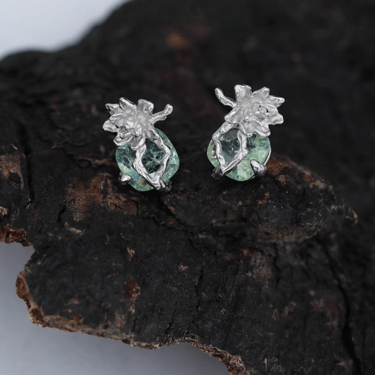 S925 Sterling Silver Jasmine Flower Enchanting Stud Earrings