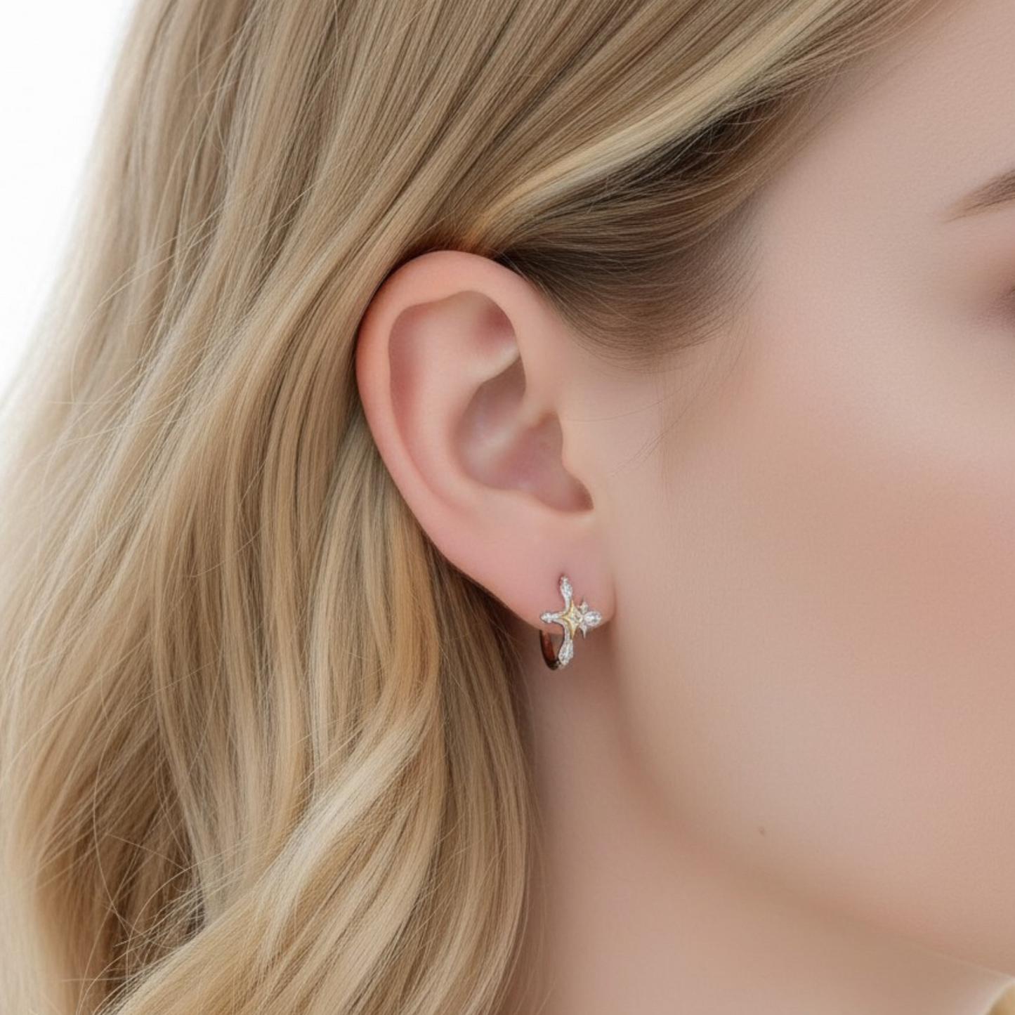 s925 Sterling Silver Light of Faith Cross Hoop Earrings