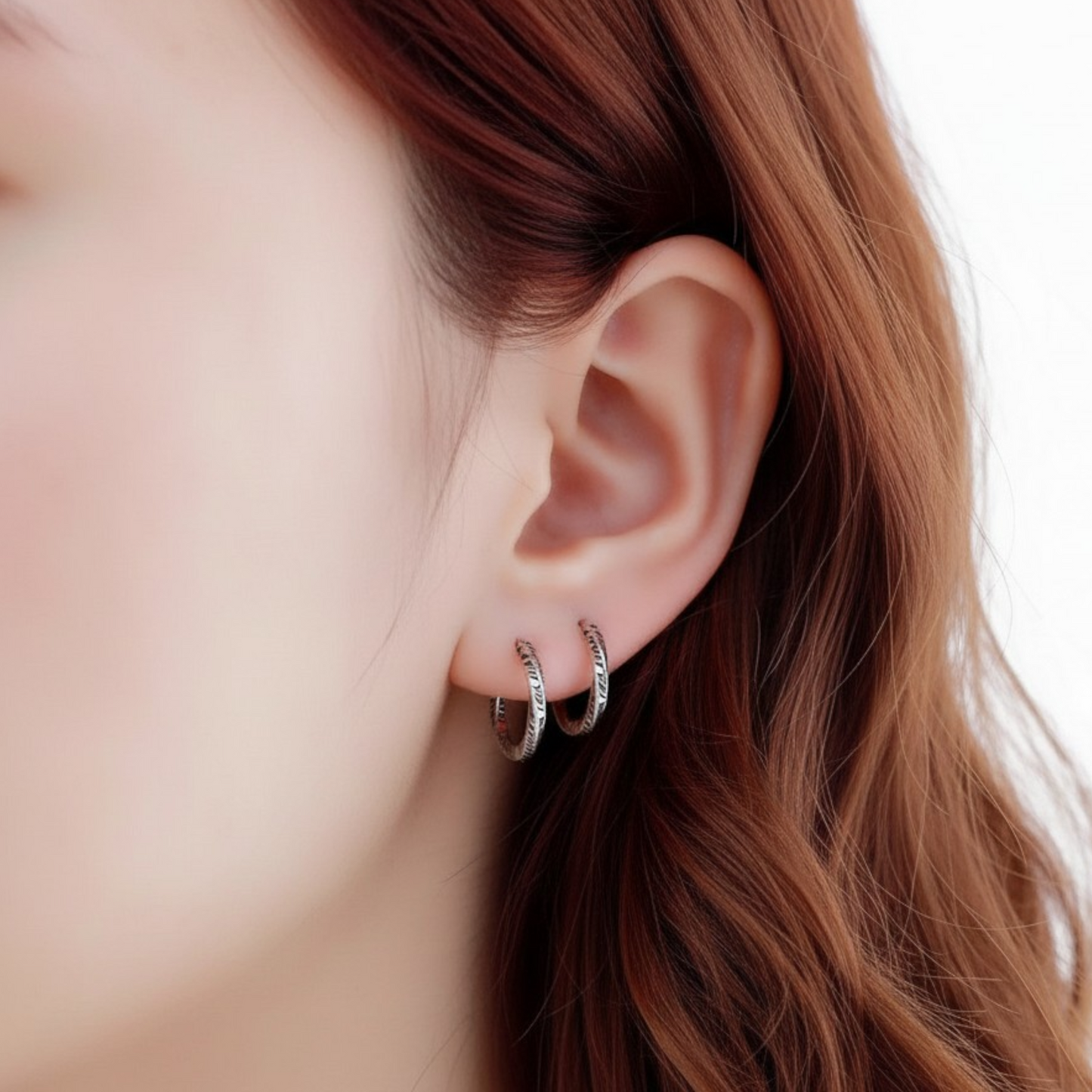 s925 Sterling Silver Smiley Face Hoop Earrings