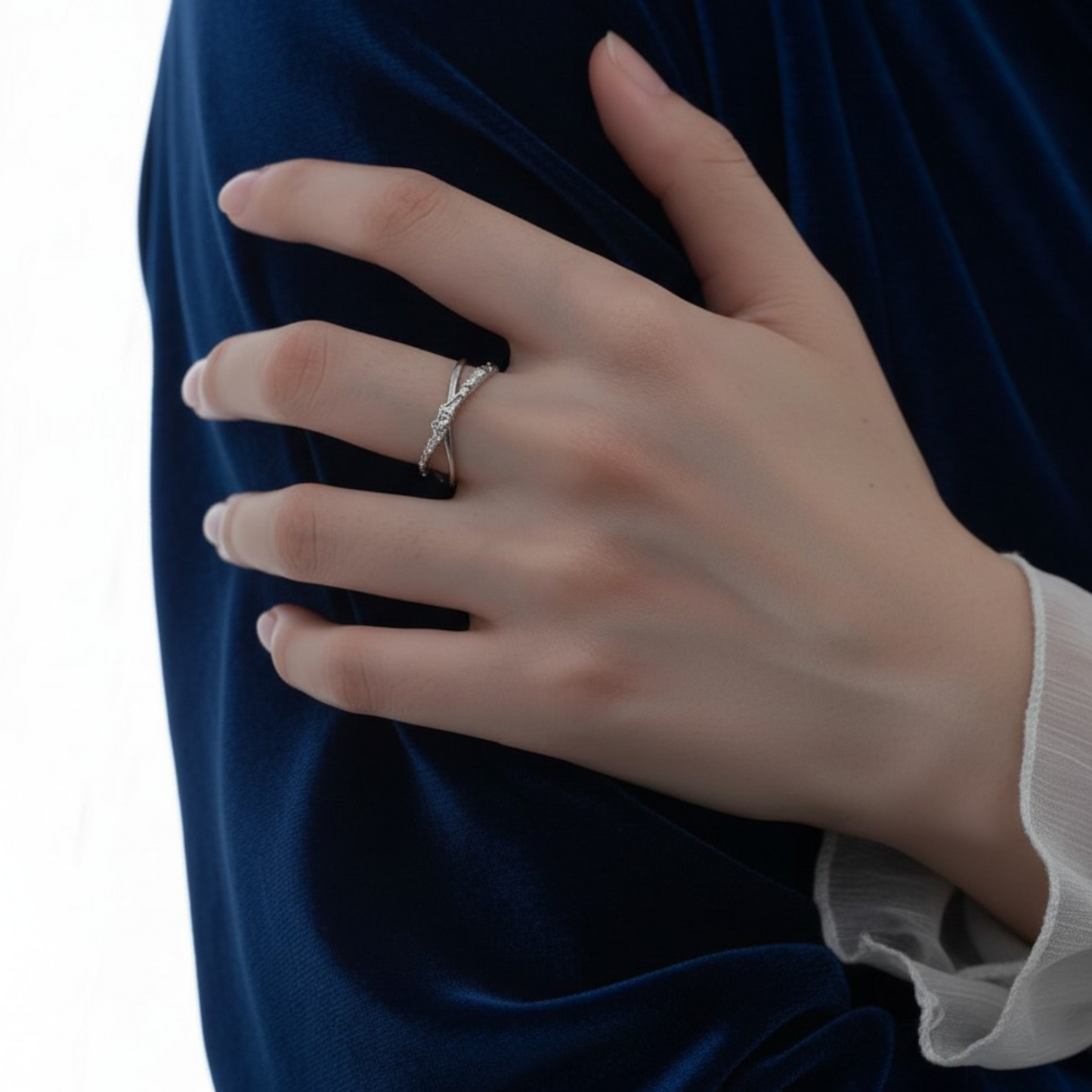 s925 Sterling Silver Minimalist Stacking X Shape Ring