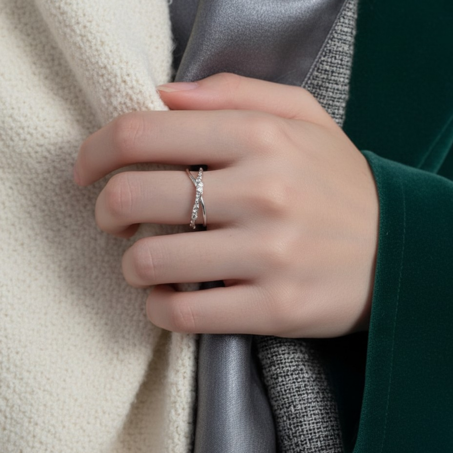 s925 Sterling Silver Minimalist Stacking X Shape Ring