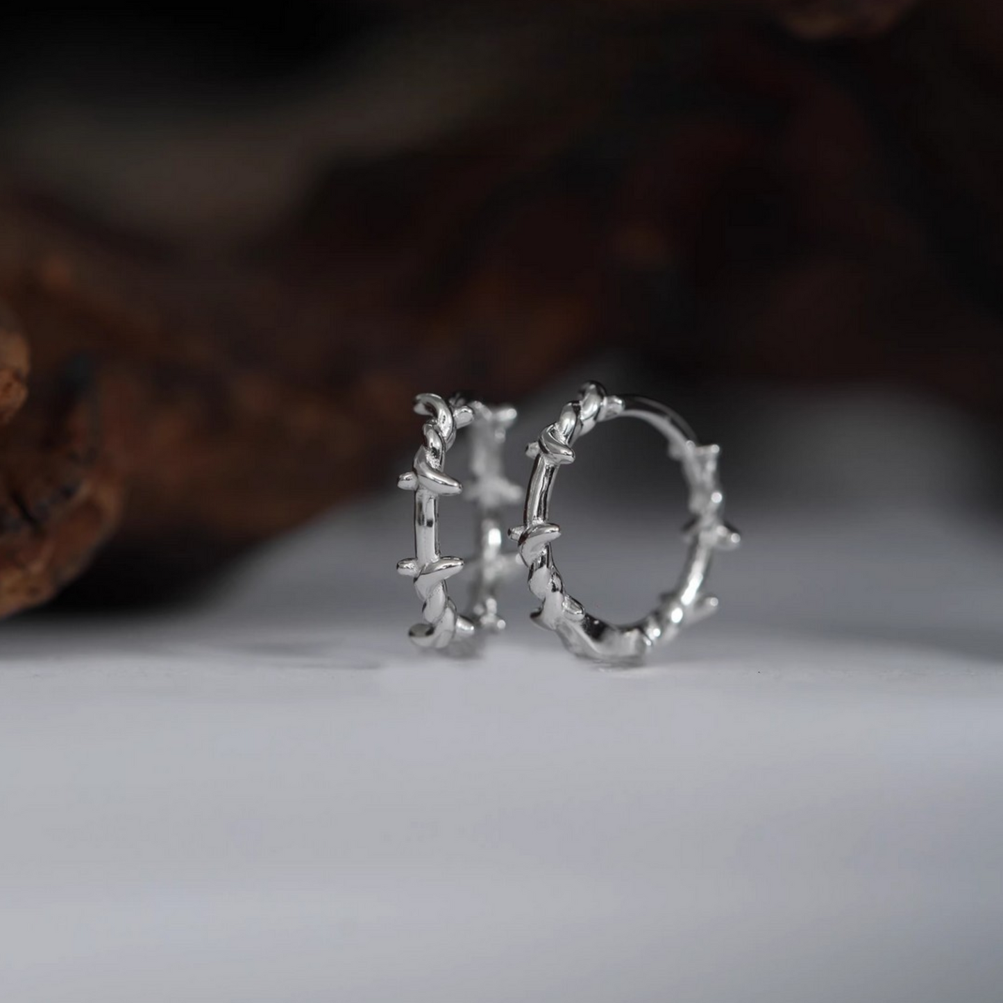 s925 Sterling Silver Thorns Unisex Hoop Earrings