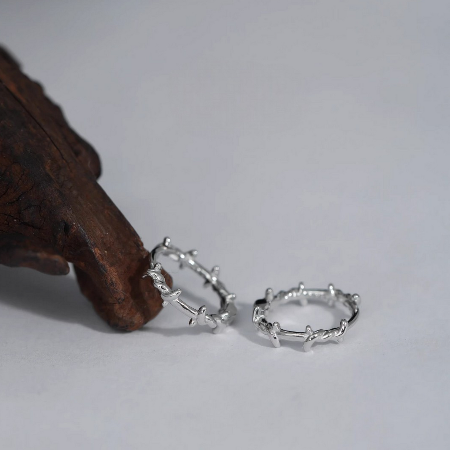 s925 Sterling Silver Thorns Unisex Hoop Earrings