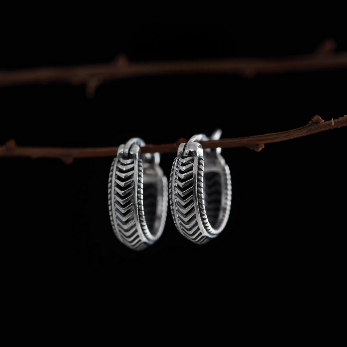 s925 Sterling Silver Minimal Pattern Unisex Hoop Earrings