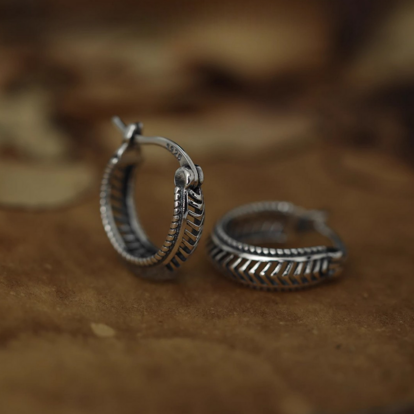 s925 Sterling Silver Minimal Pattern Unisex Hoop Earrings