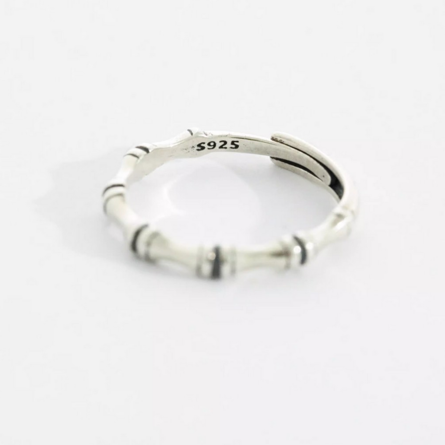 s925 Sterling Silver Minimalist Bamboo Stacking Ring