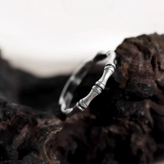 s925 Sterling Silver Minimalist Bamboo Stacking Ring