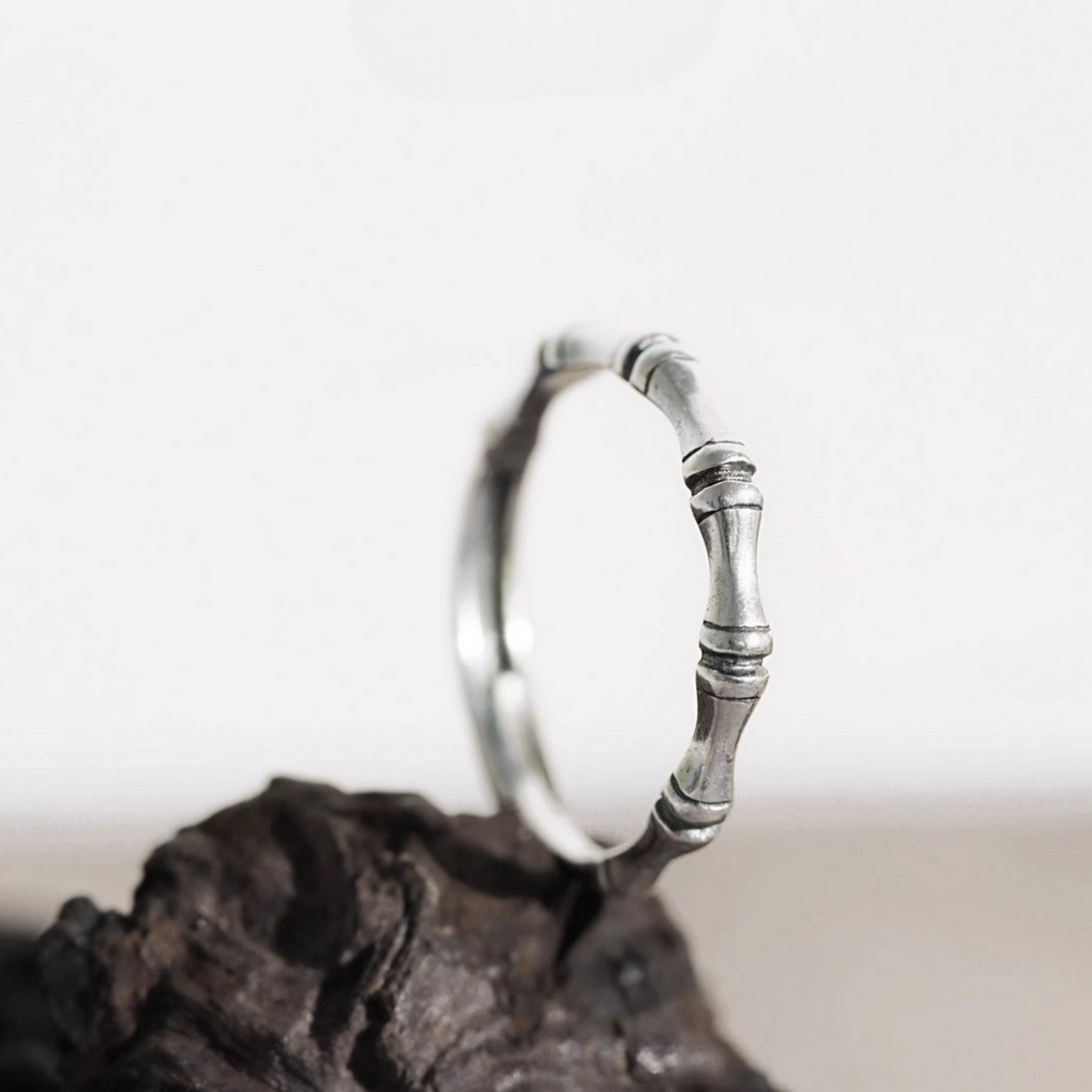 s925 Sterling Silver Minimalist Bamboo Stacking Ring
