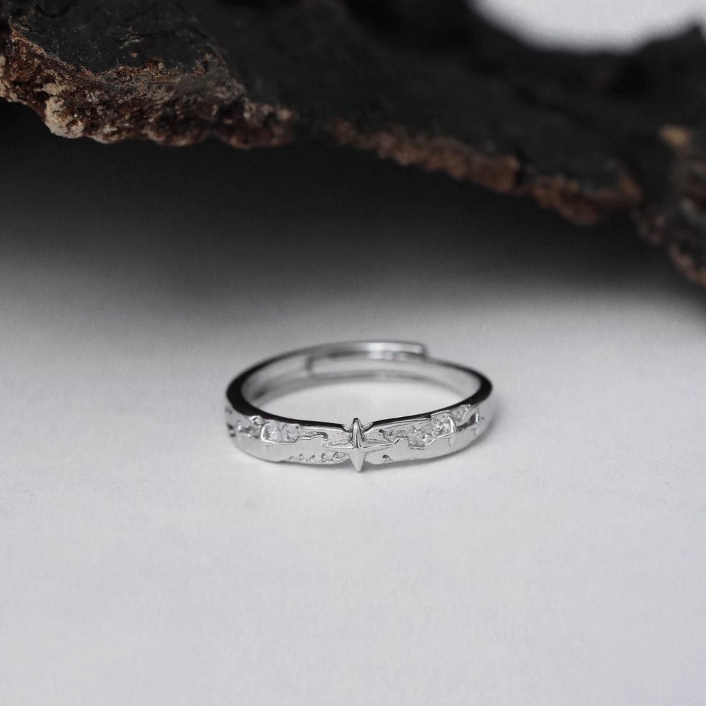 s999 Pure Silver Starlight Couple Stacking Ring
