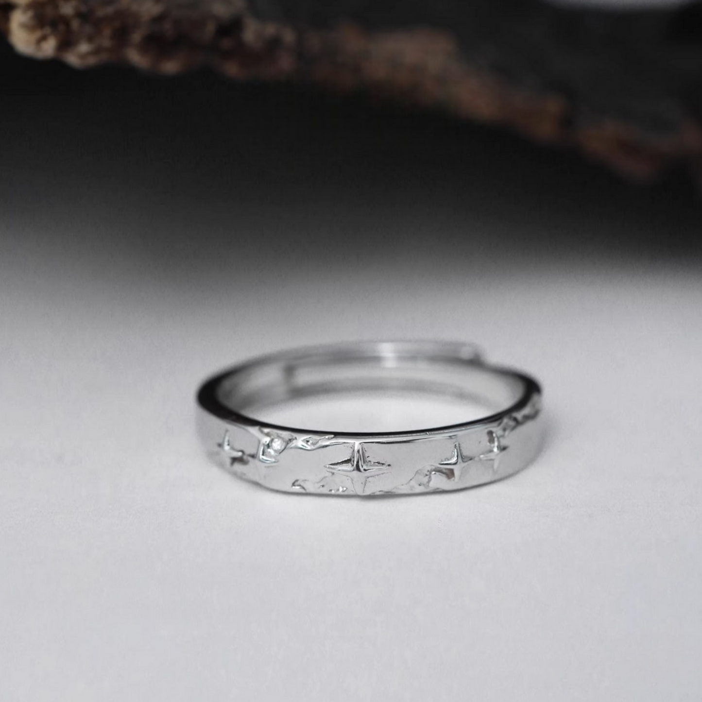 s999 Pure Silver Starlight Couple Stacking Ring