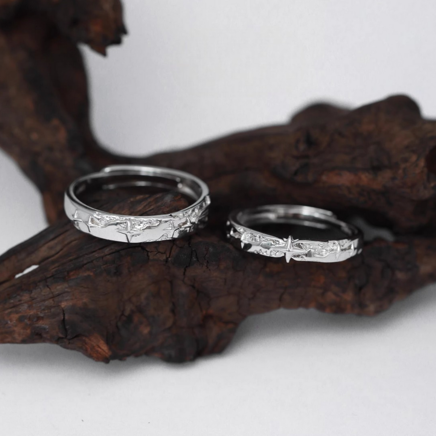 s999 Pure Silver Starlight Couple Stacking Ring