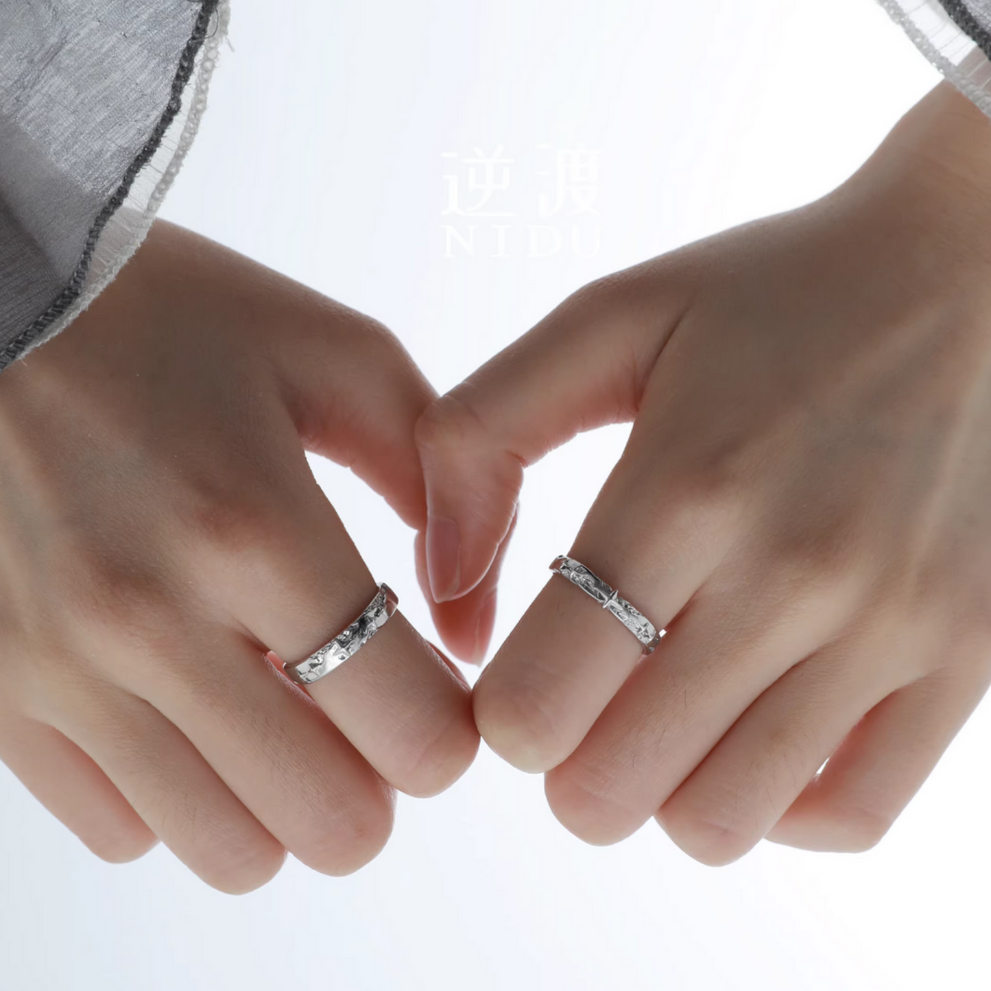 s999 Pure Silver Starlight Couple Stacking Ring