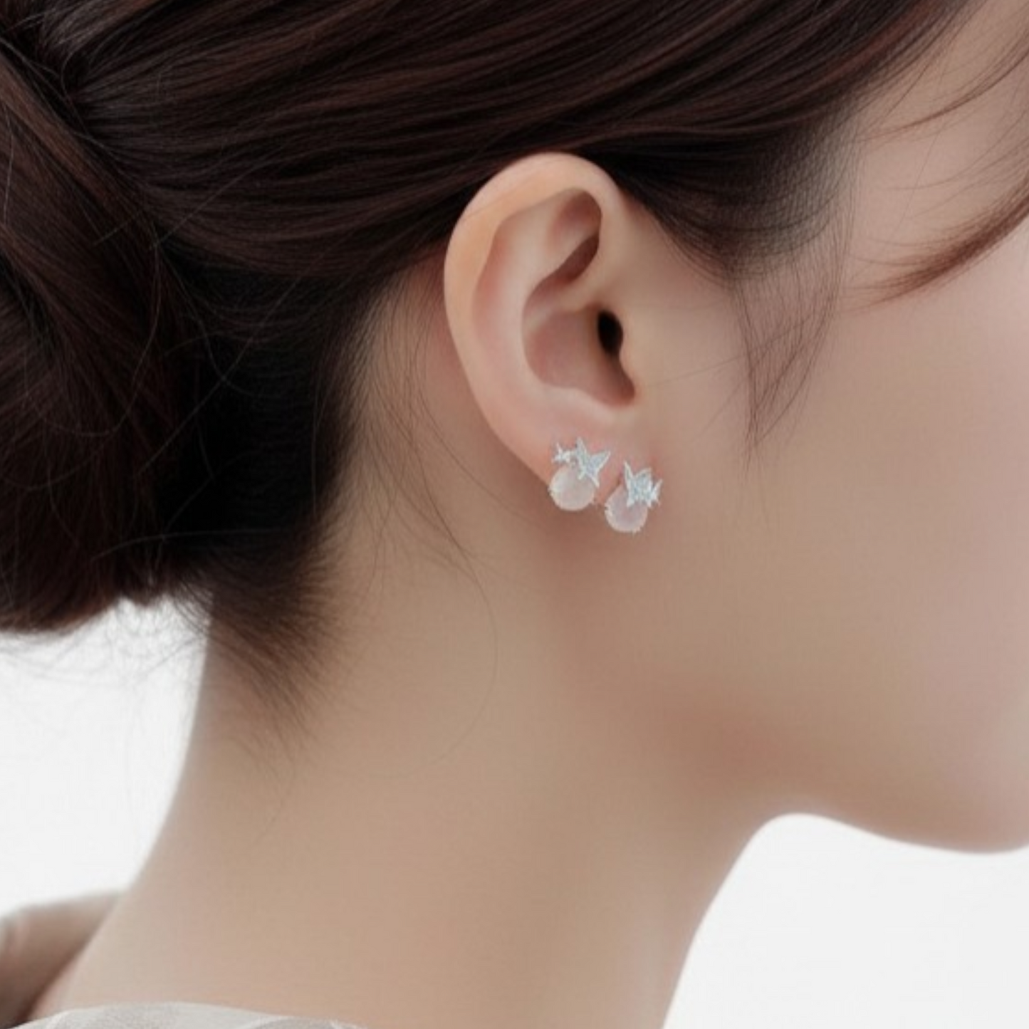 S925 Sterling Silver Butterfly Enamel Stud Earrings