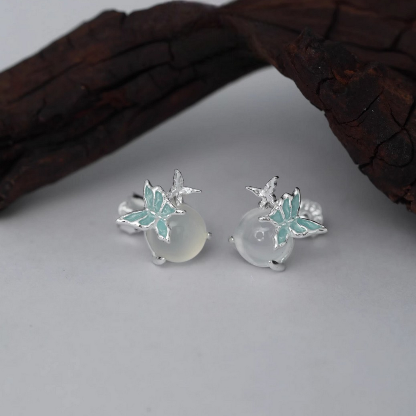 S925 Sterling Silver Butterfly Enamel Stud Earrings