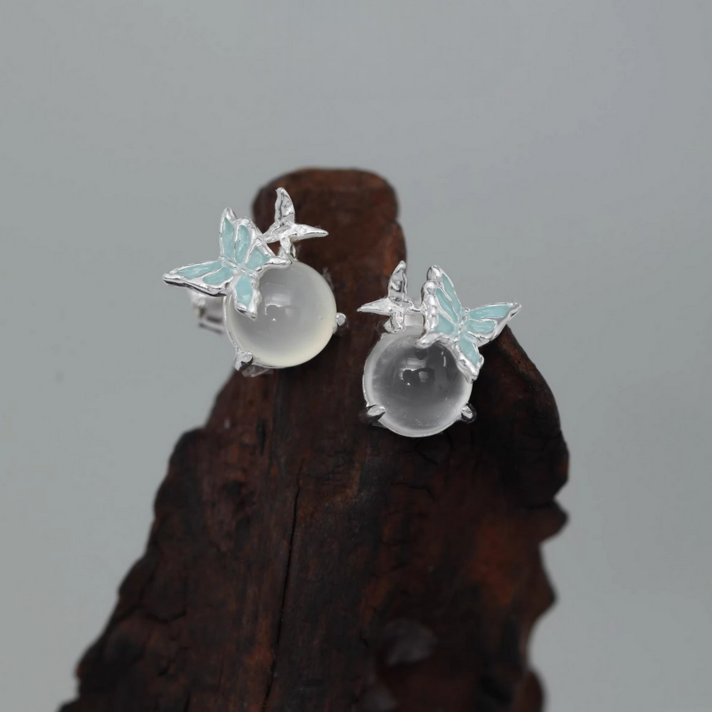S925 Sterling Silver Butterfly Enamel Stud Earrings