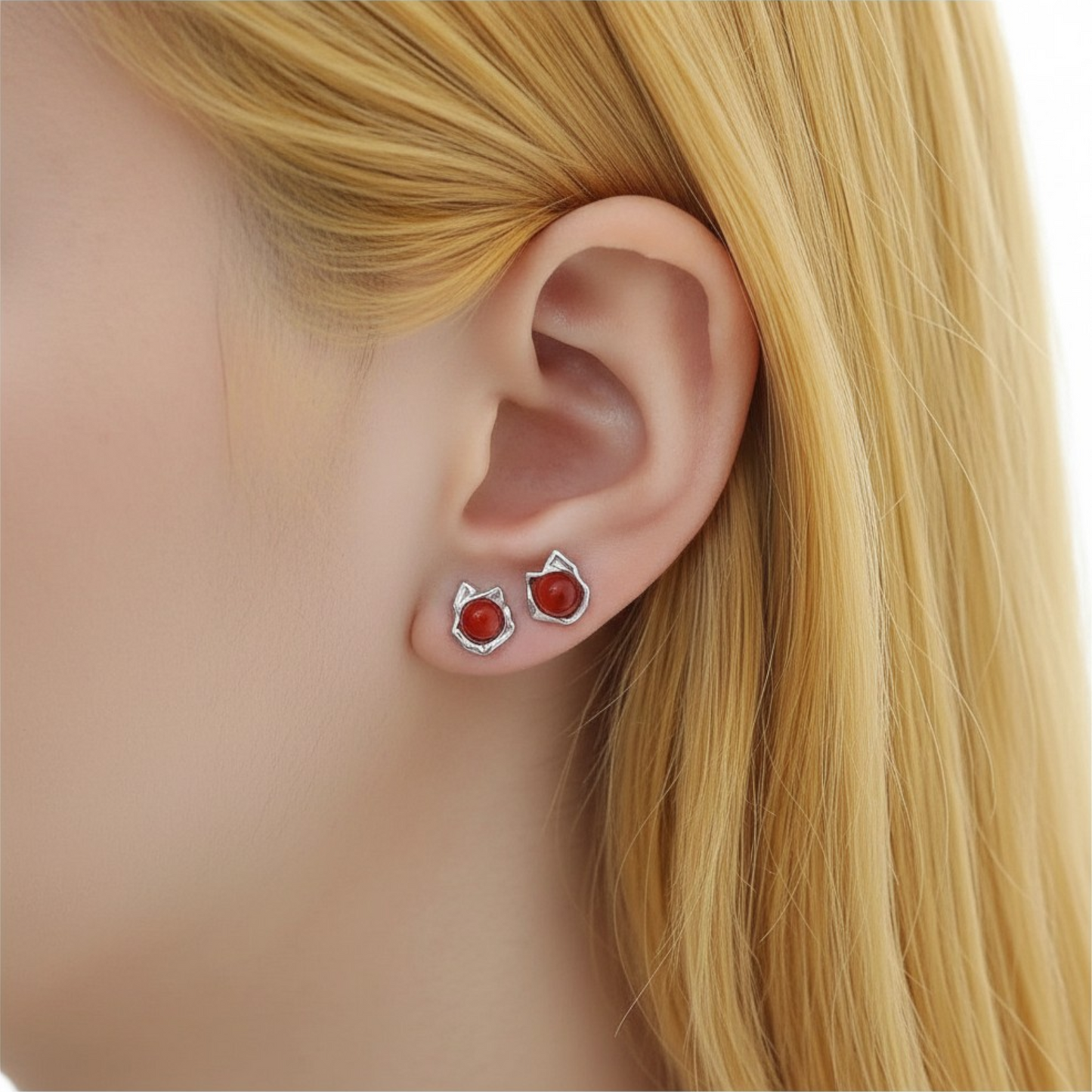 S925 Sterling Silver Blood Moon Garnet Earrings