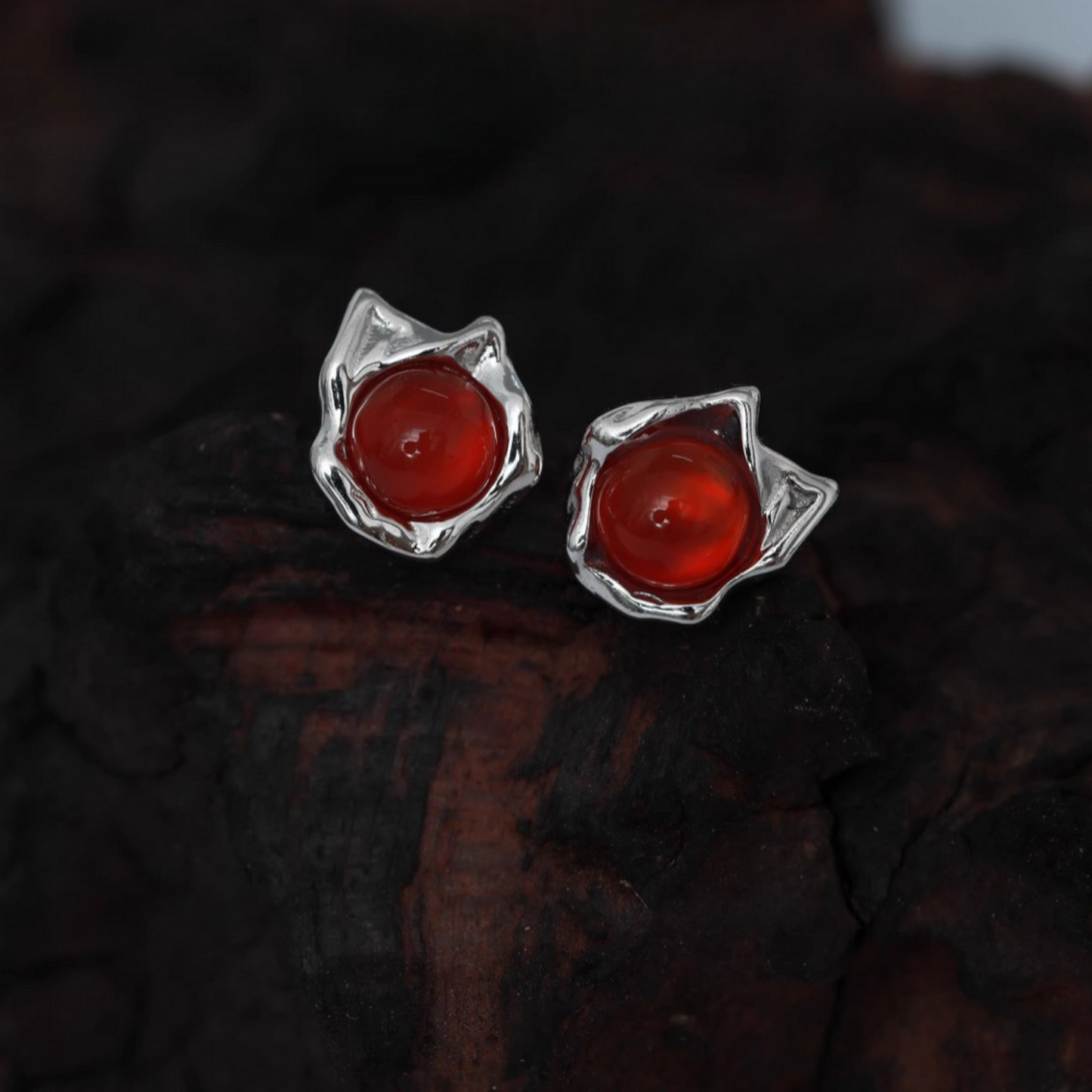 S925 Sterling Silver Blood Moon Garnet Earrings