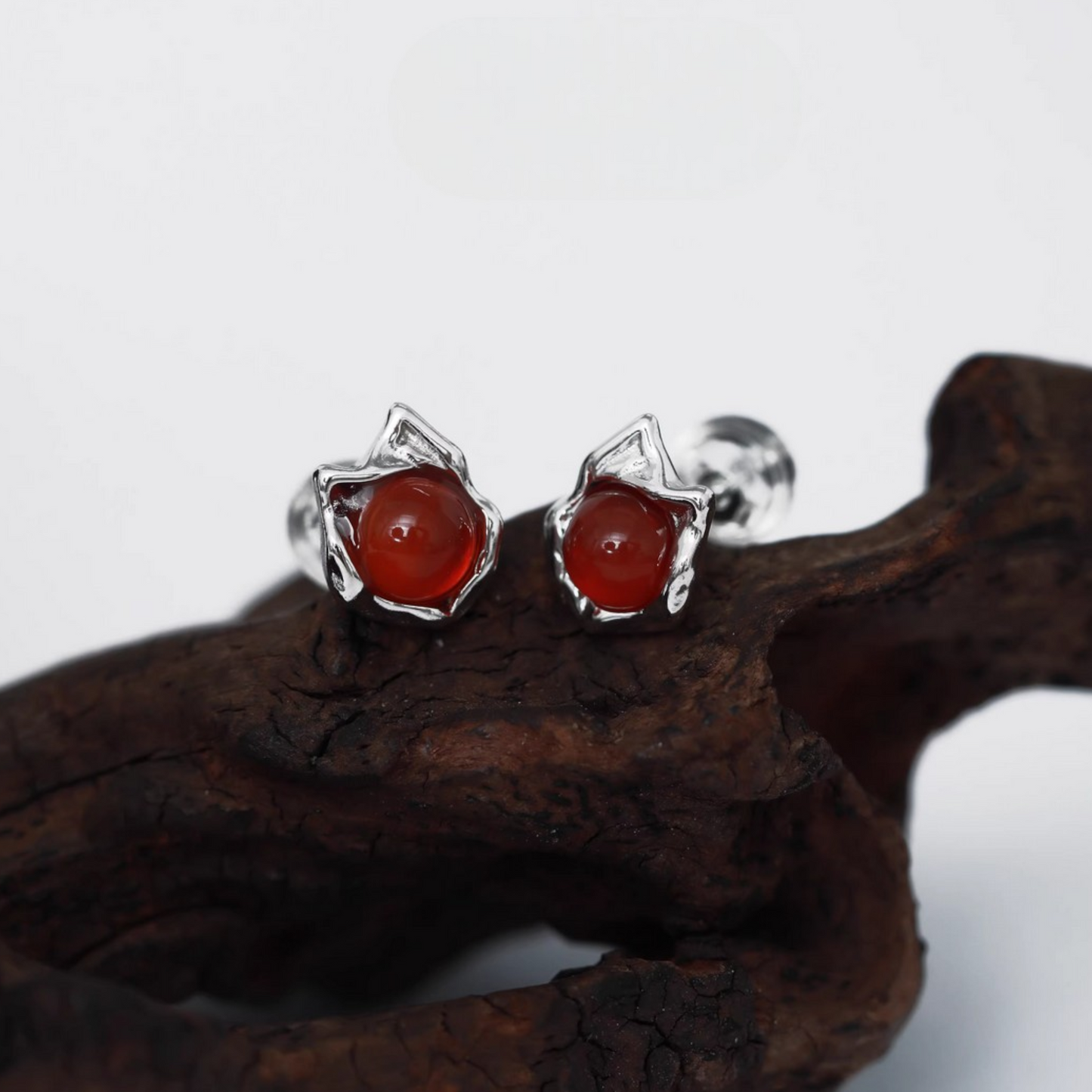 S925 Sterling Silver Blood Moon Garnet Earrings