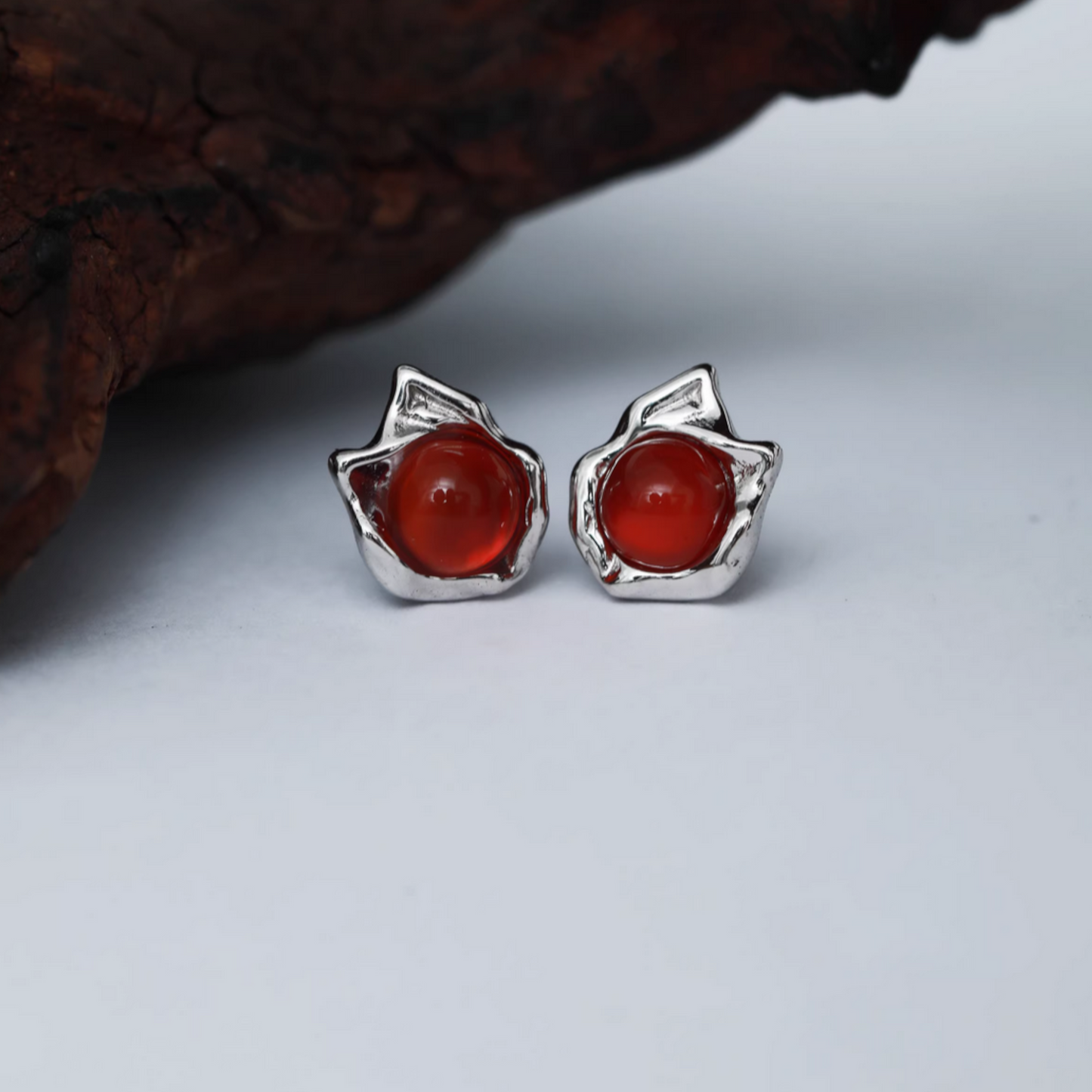 S925 Sterling Silver Blood Moon Garnet Earrings