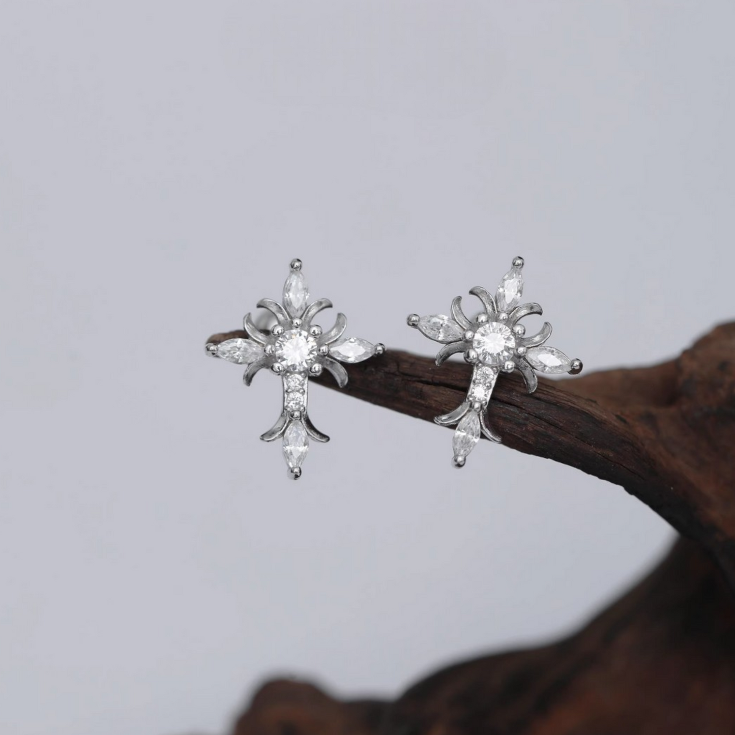 S925 Sterling Silver Cross Screw back Earrings