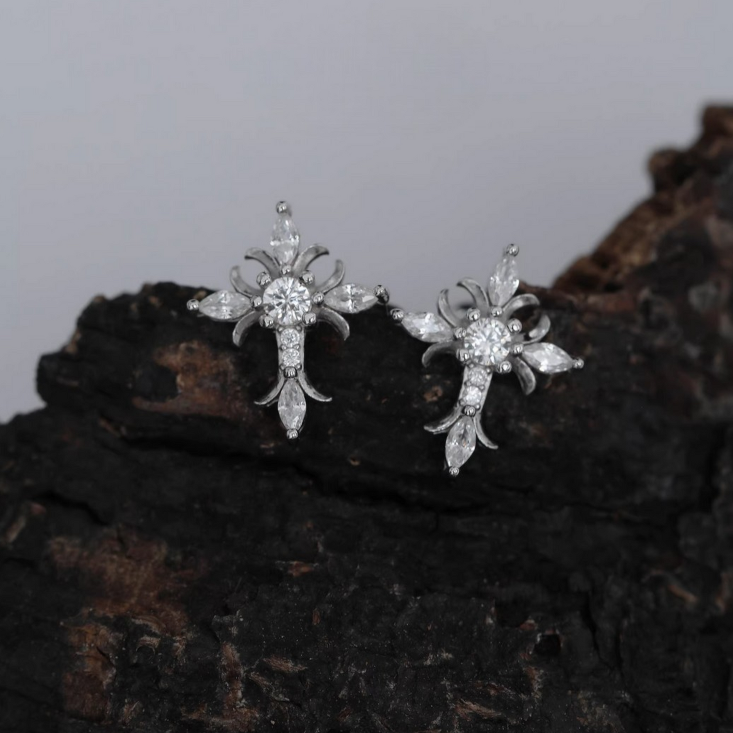 S925 Sterling Silver Cross Screw back Earrings
