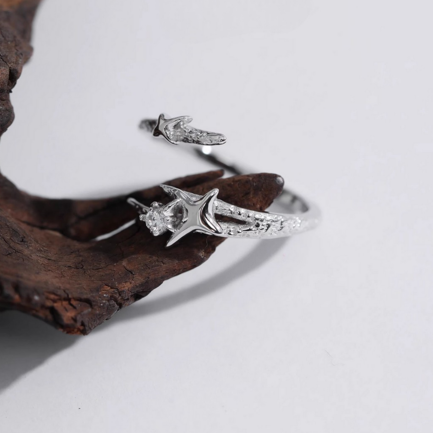 s925 Sterling Silver Starlight Star Make a Wish Stacking Ring