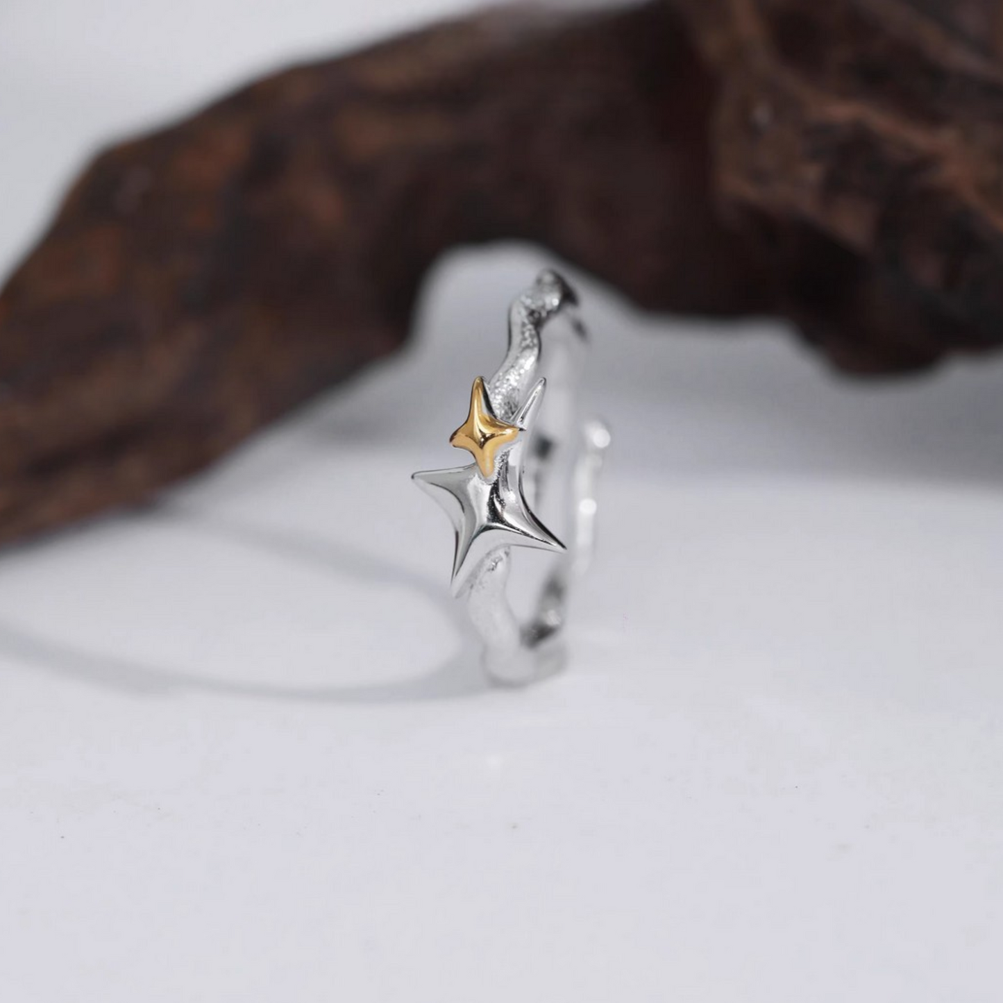 s925 Sterling Silver Starlight Star Make a Wish Stacking Ring