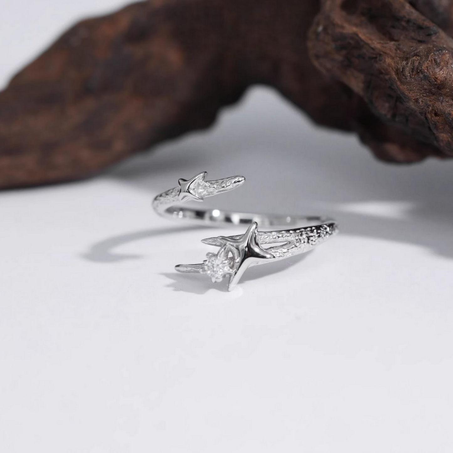 s925 Sterling Silver Starlight Star Make a Wish Stacking Ring