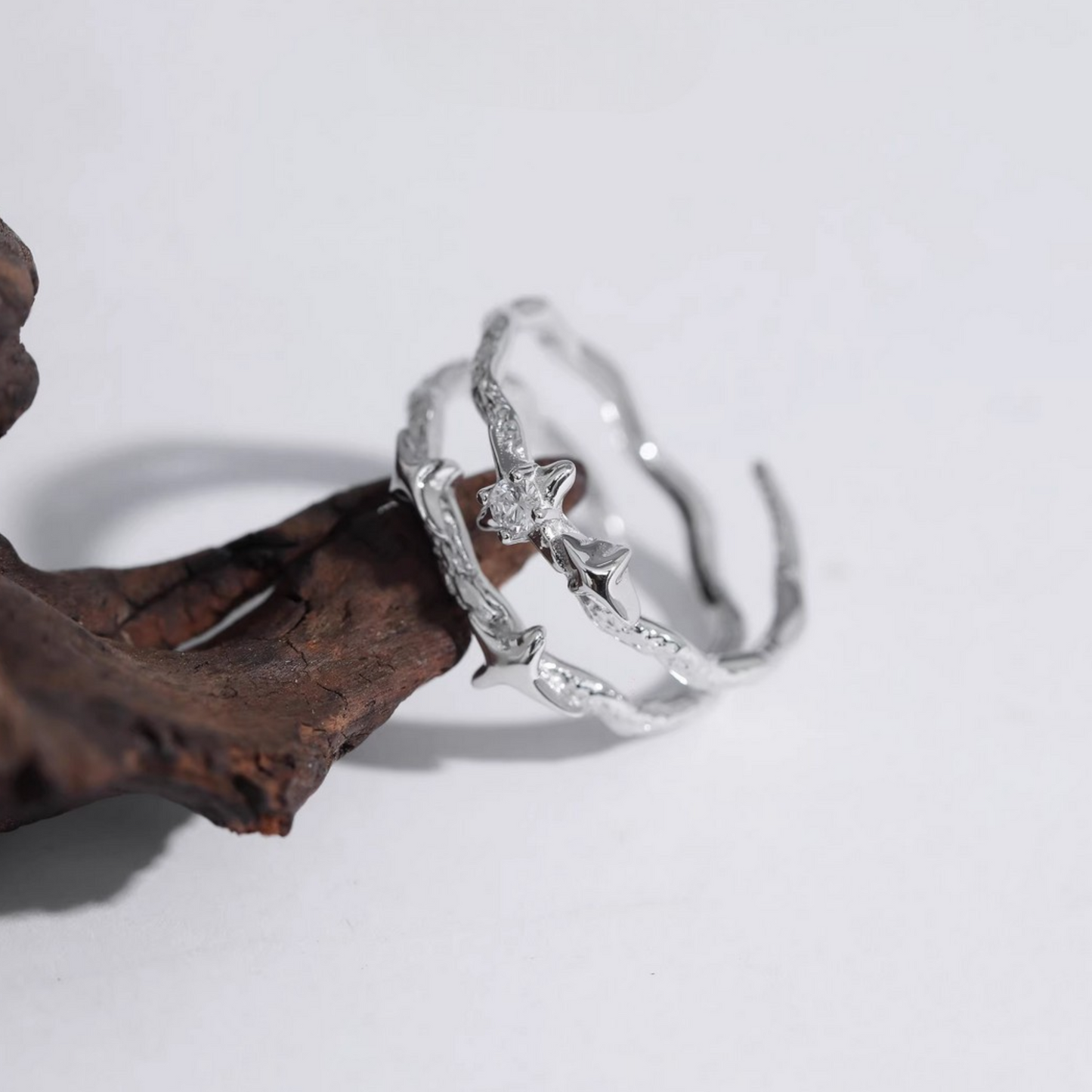 s925 Sterling Silver Starlight Star Make a Wish Stacking Ring