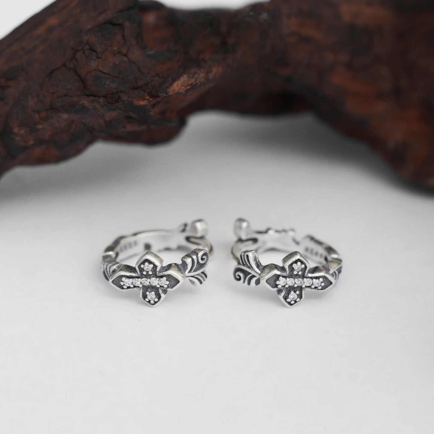s925 Sterling Silver Cross Unisex Hoop Earrings
