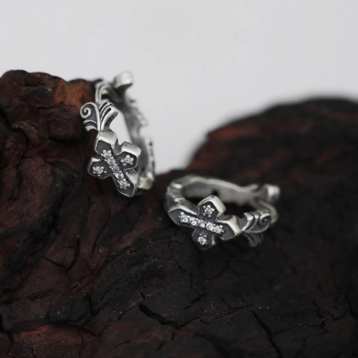 s925 Sterling Silver Cross Unisex Hoop Earrings