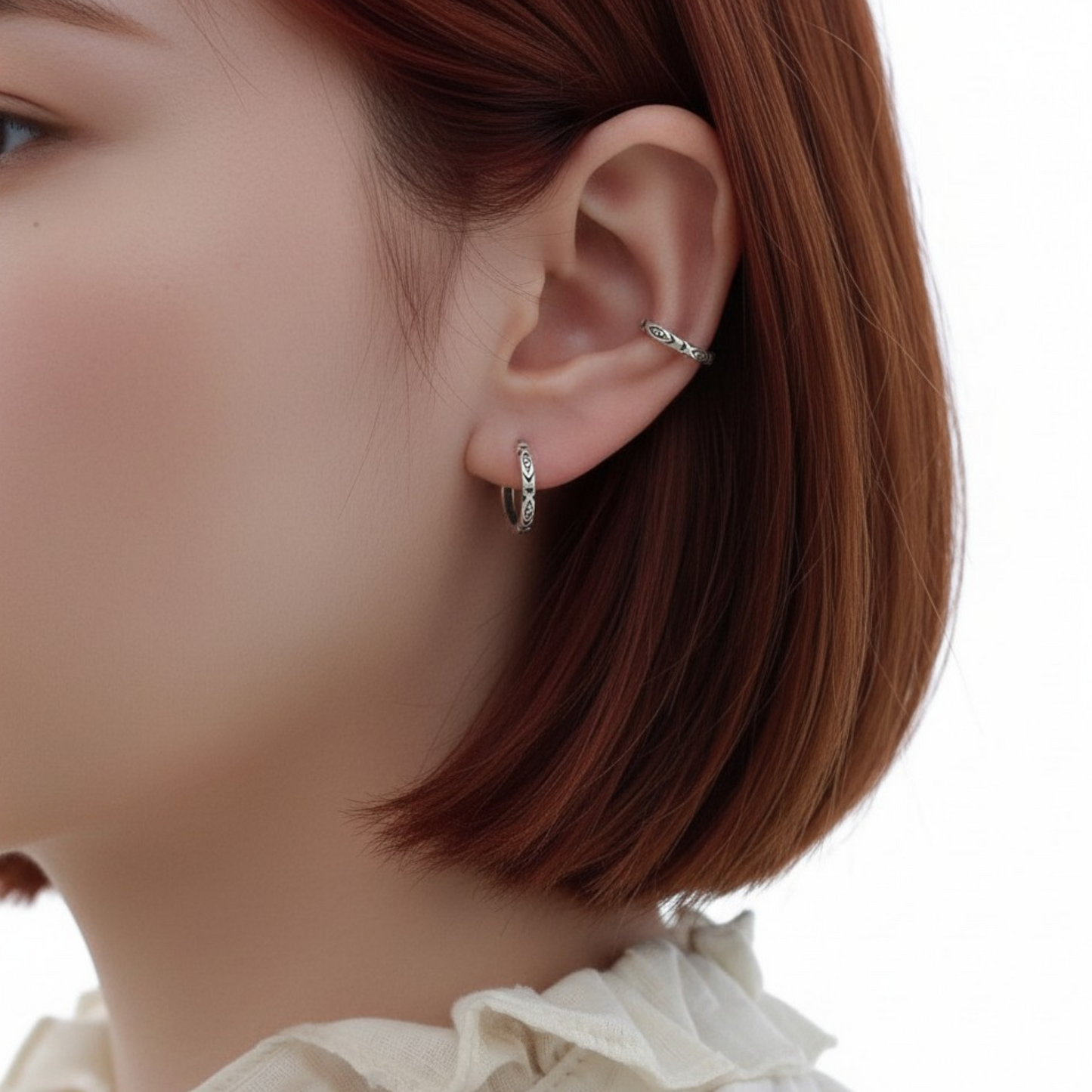 s925 Sterling Silver Vintage Fish Hoop Earrings