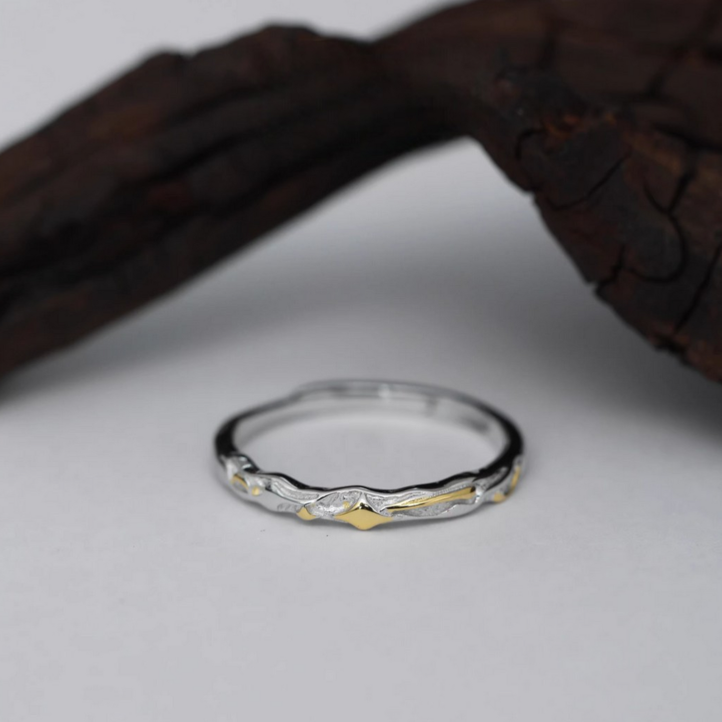 S925 Sterling Silver Starlight and Moon Couple Ring