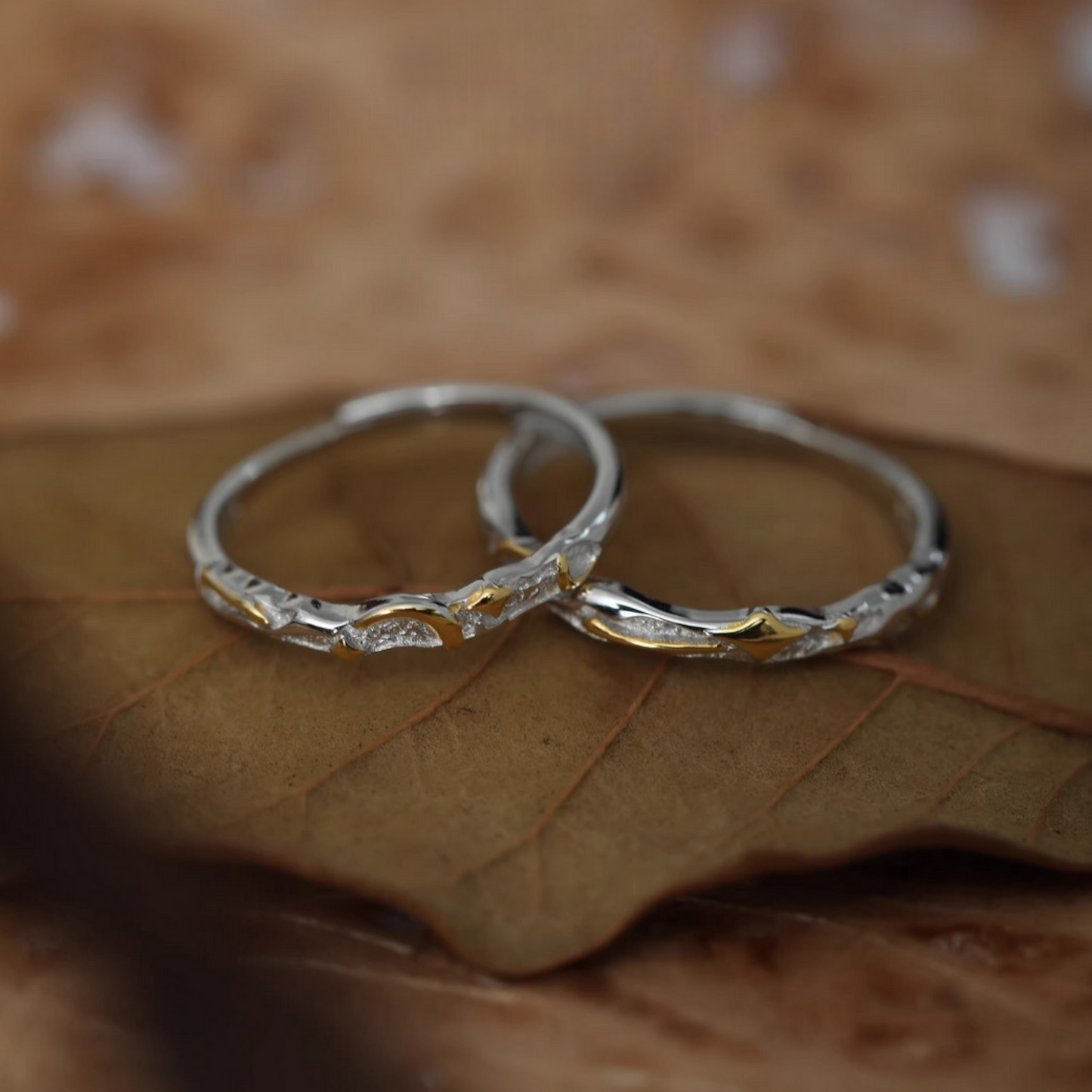 S925 Sterling Silver Starlight and Moon Couple Ring