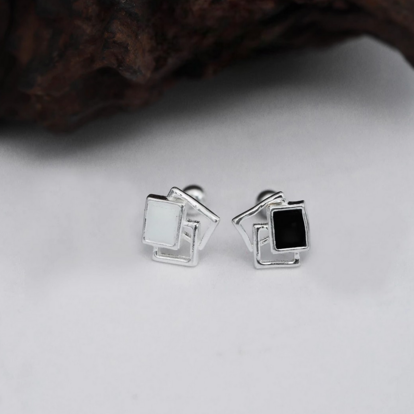 s999 Pure Silver Minimalist Shape Screw Back Earrings