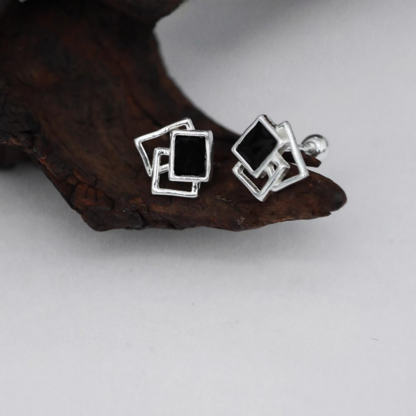 s999 Pure Silver Minimalist Shape Screw Back Earrings