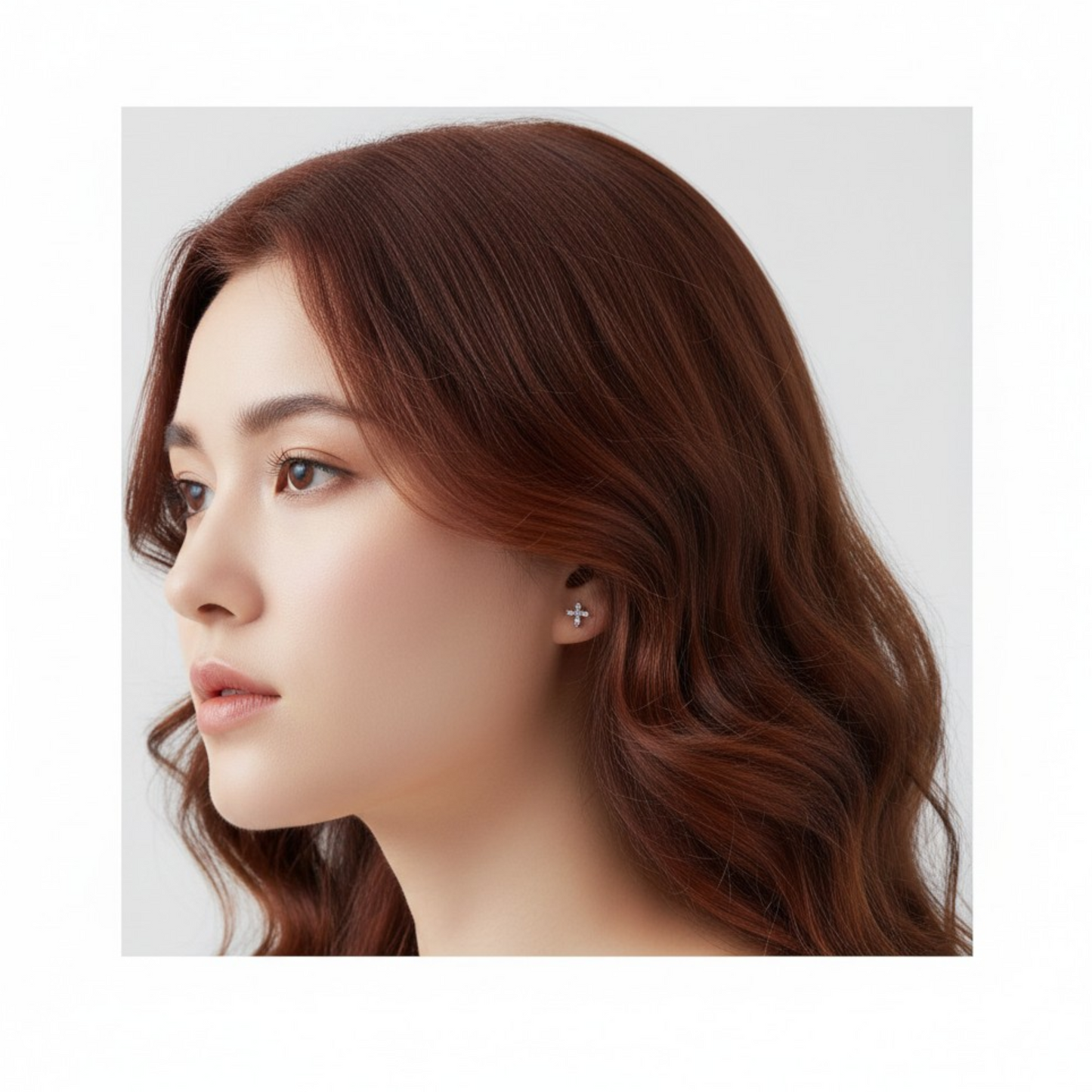S925 Sterling Silver Star Starlight Cross Stud Earrings