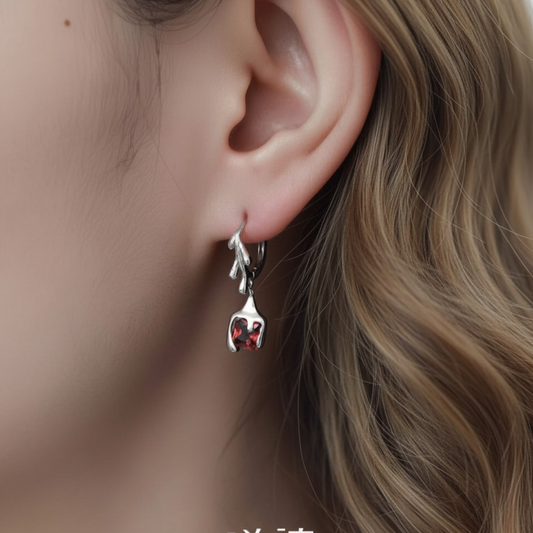 s925 Sterling Silver Liquid Minimal Style Earrings