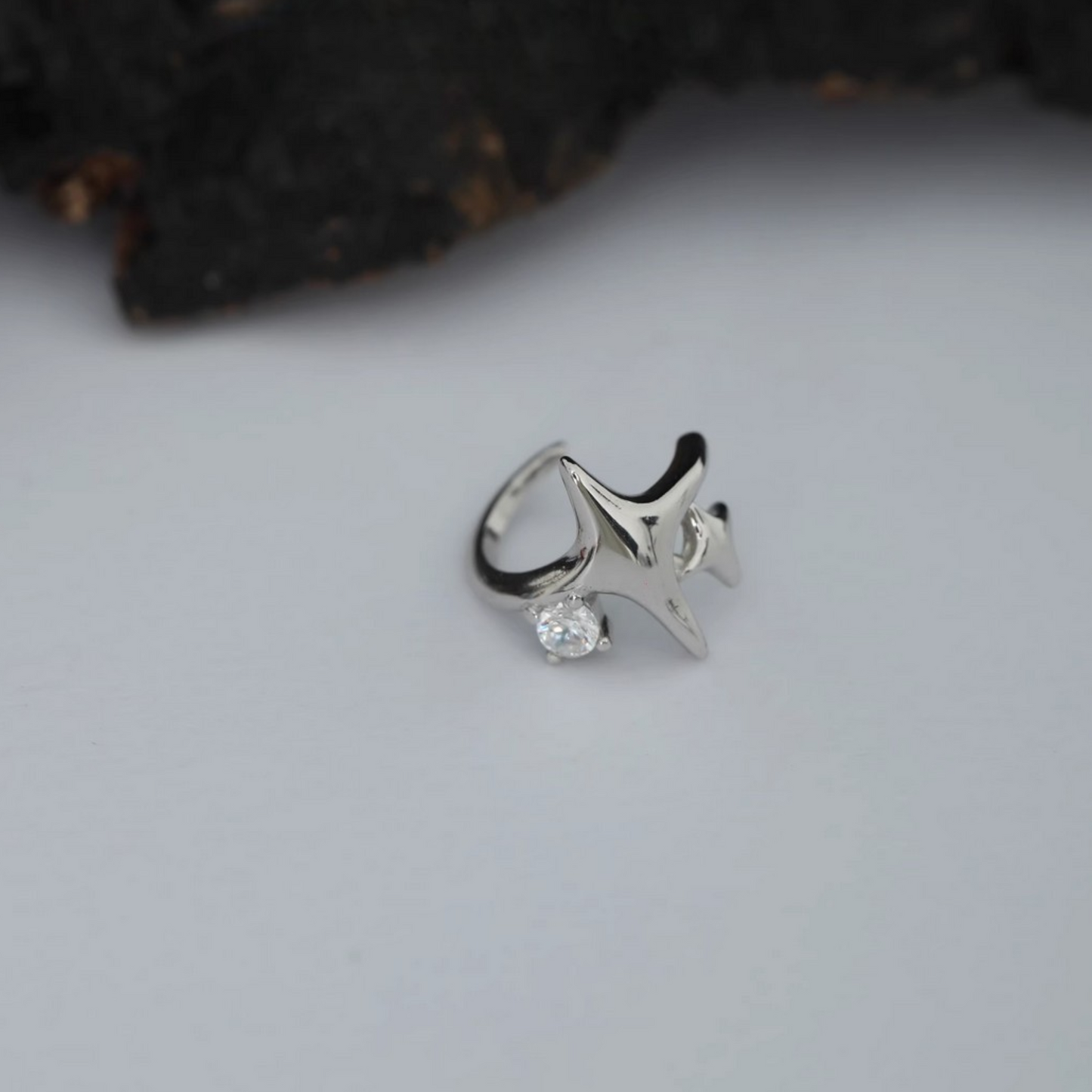 S925 Sterling Silver Minimal Star Ear Clip Cuff