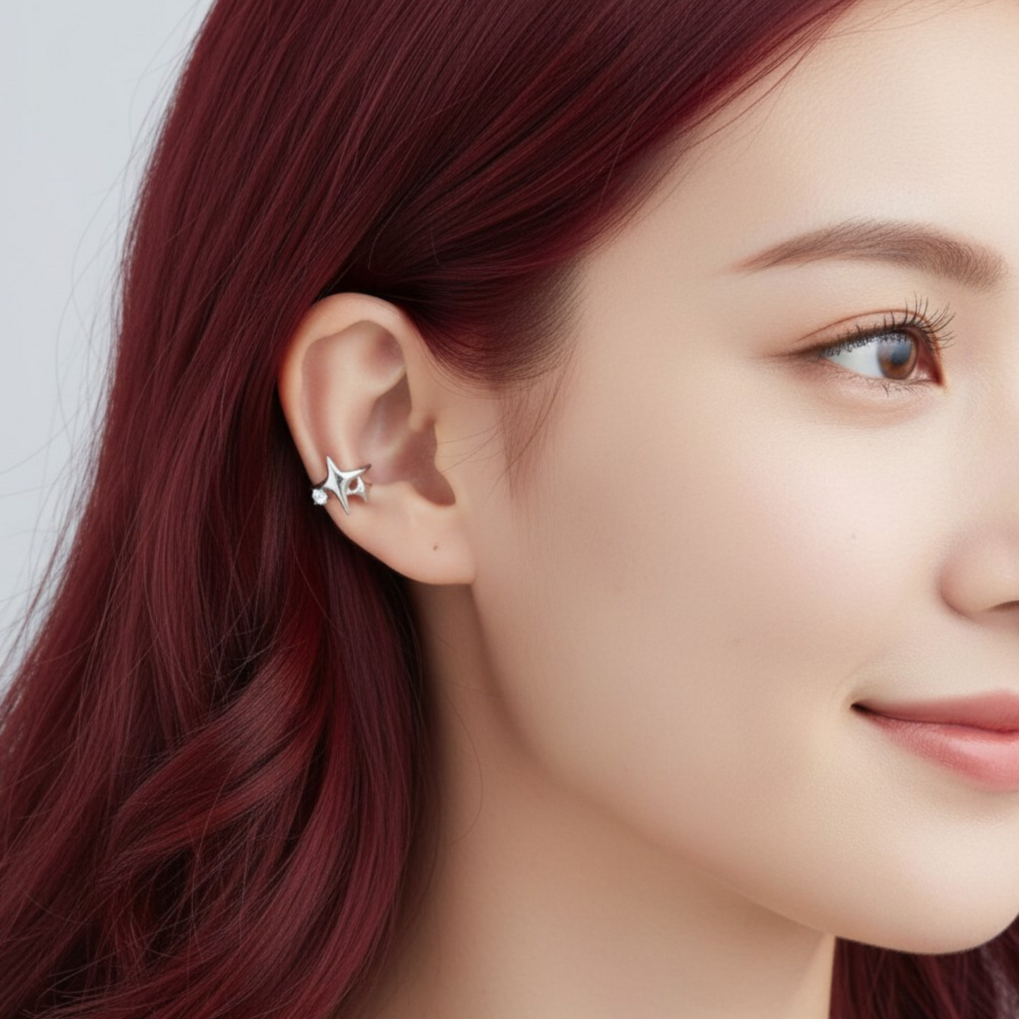 S925 Sterling Silver Minimal Star Ear Clip Cuff