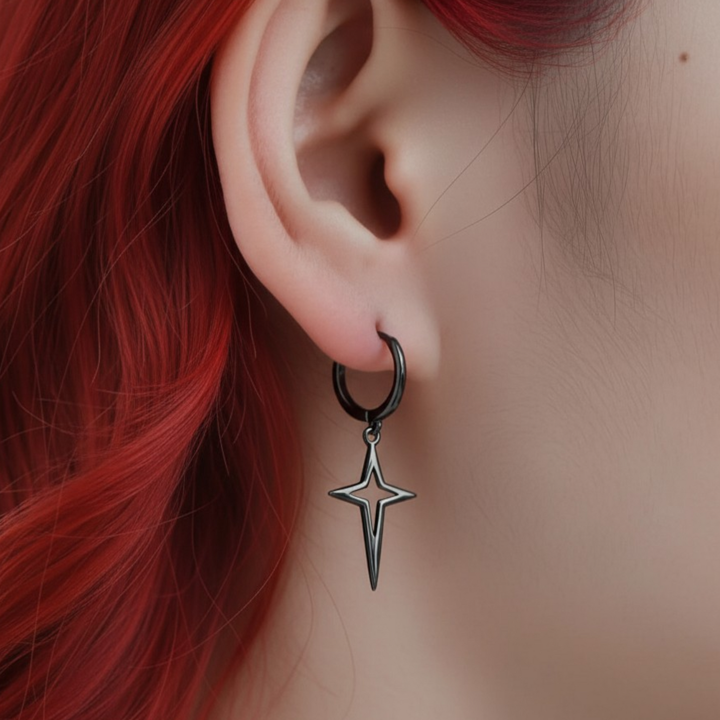 S925 Sterling Silver Minimal Star Hoop Earrings